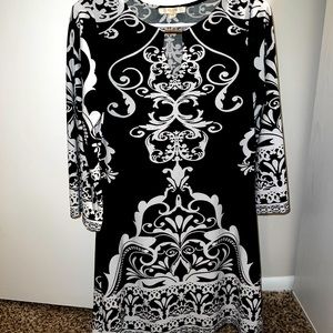 White and black work dress